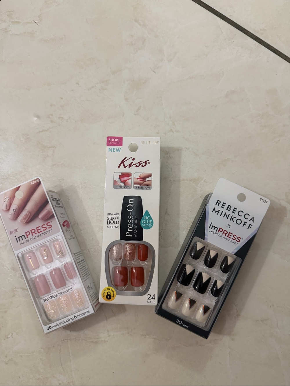 Rebecca Minkoff Black, White & Copper Accent Press-On Nail Set